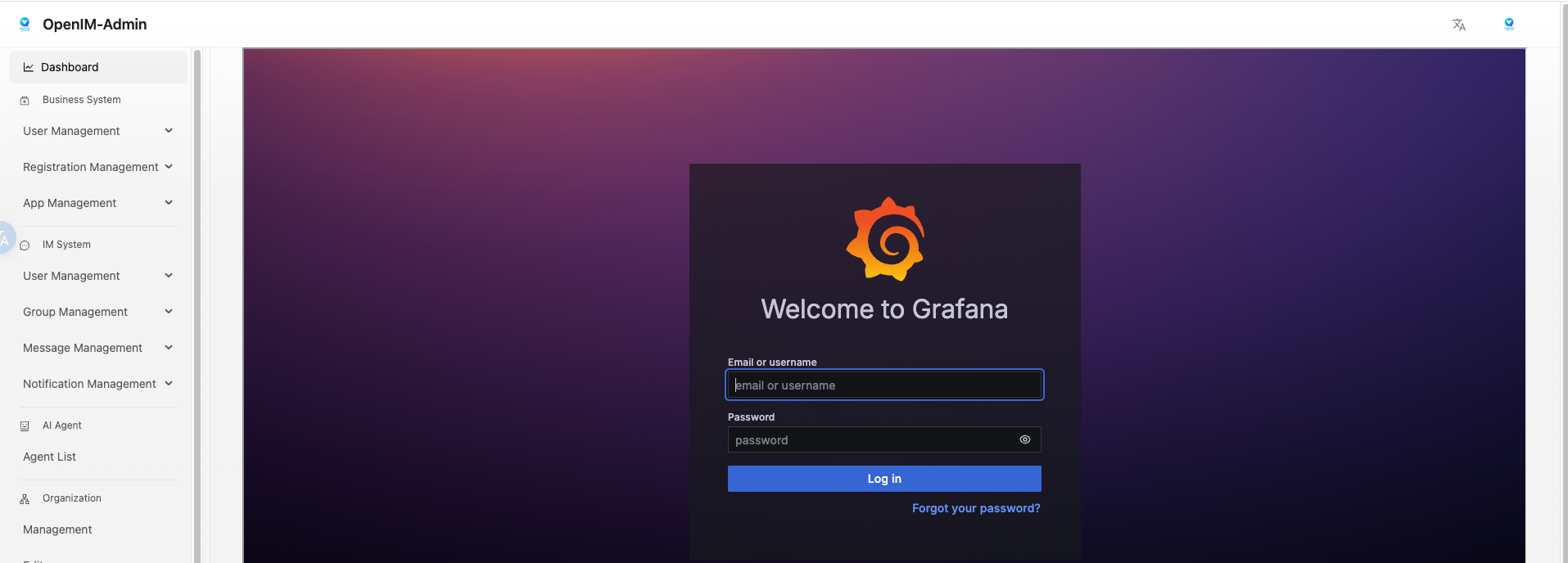 Grafana login