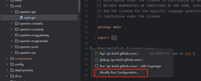 GoLand run configuration